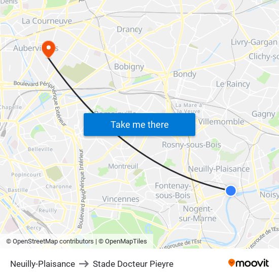 Neuilly-Plaisance to Stade Docteur Pieyre map