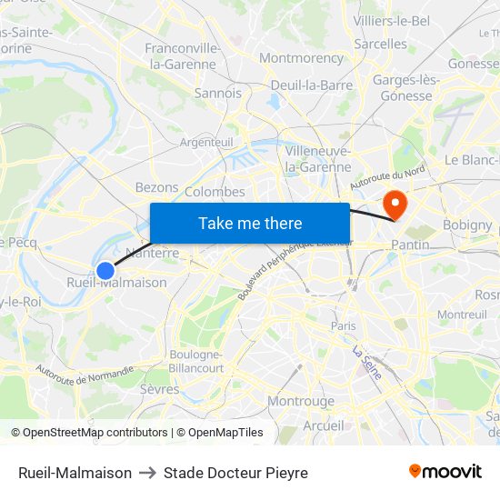 Rueil-Malmaison to Stade Docteur Pieyre map