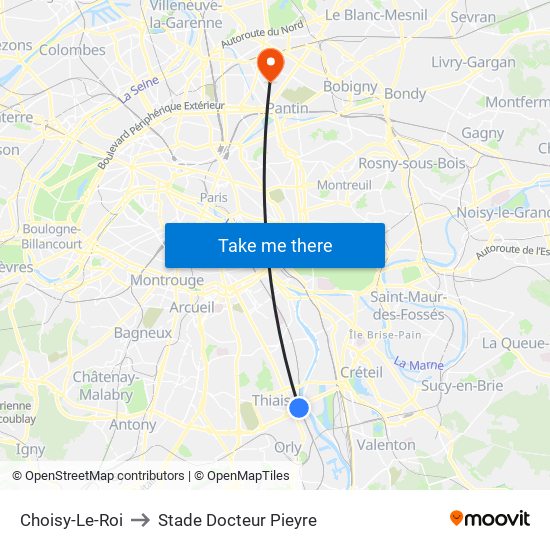 Choisy-Le-Roi to Stade Docteur Pieyre map