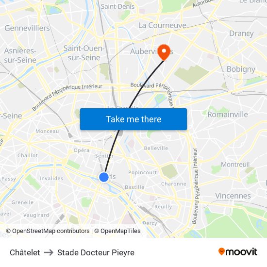 Châtelet to Stade Docteur Pieyre map