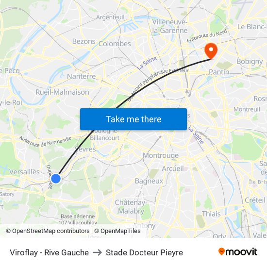 Viroflay - Rive Gauche to Stade Docteur Pieyre map