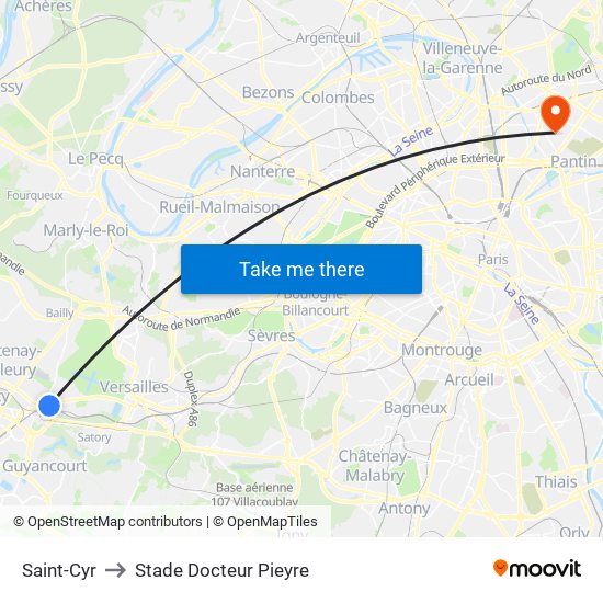 Saint-Cyr to Stade Docteur Pieyre map