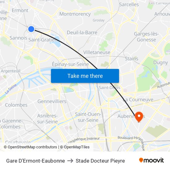 Gare D'Ermont-Eaubonne to Stade Docteur Pieyre map