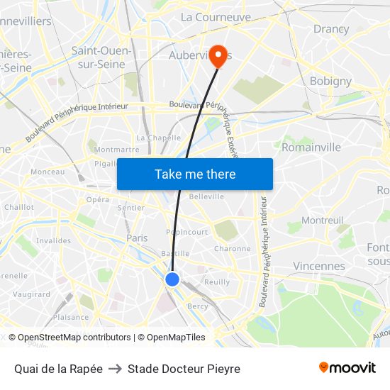 Quai de la Rapée to Stade Docteur Pieyre map
