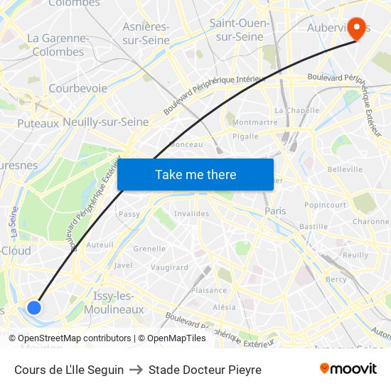 Cours de L'Ile Seguin to Stade Docteur Pieyre map