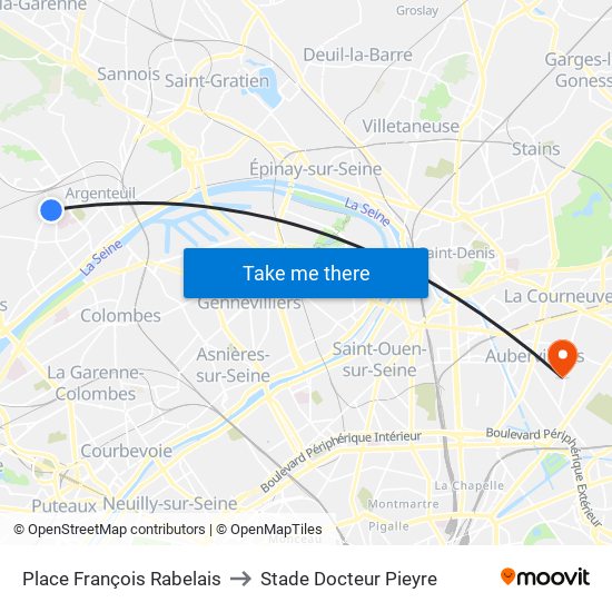 Place François Rabelais to Stade Docteur Pieyre map