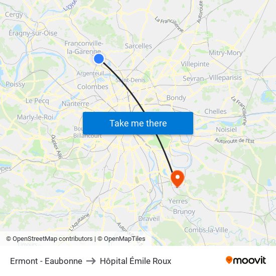 Ermont - Eaubonne to Hôpital Émile Roux map