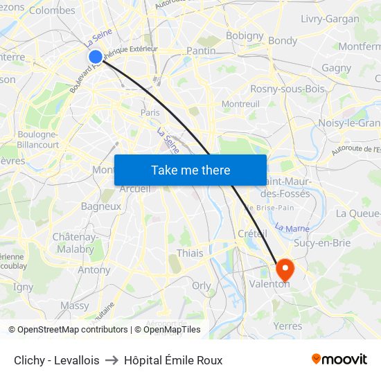 Clichy - Levallois to Hôpital Émile Roux map