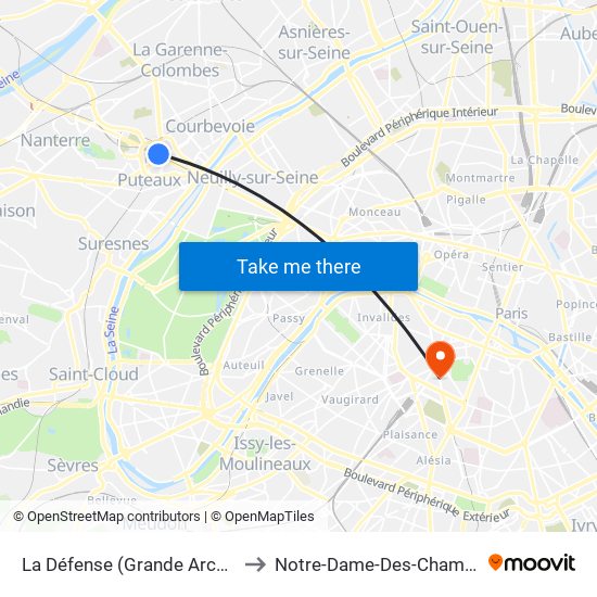 La Défense (Grande Arche) to Notre-Dame-Des-Champs map