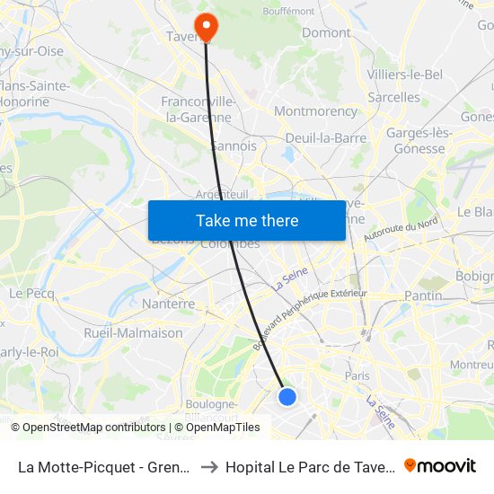 La Motte-Picquet - Grenelle to Hopital Le Parc de Taverny map
