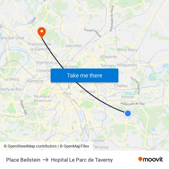 Place Beilstein to Hopital Le Parc de Taverny map