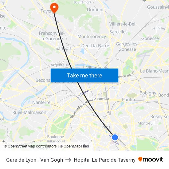 Gare de Lyon - Van Gogh to Hopital Le Parc de Taverny map