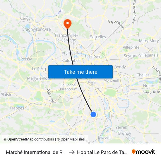 Marché International de Rungis to Hopital Le Parc de Taverny map