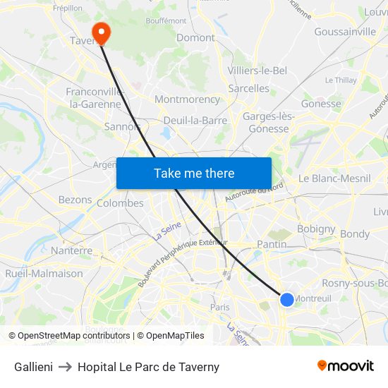 Gallieni to Hopital Le Parc de Taverny map