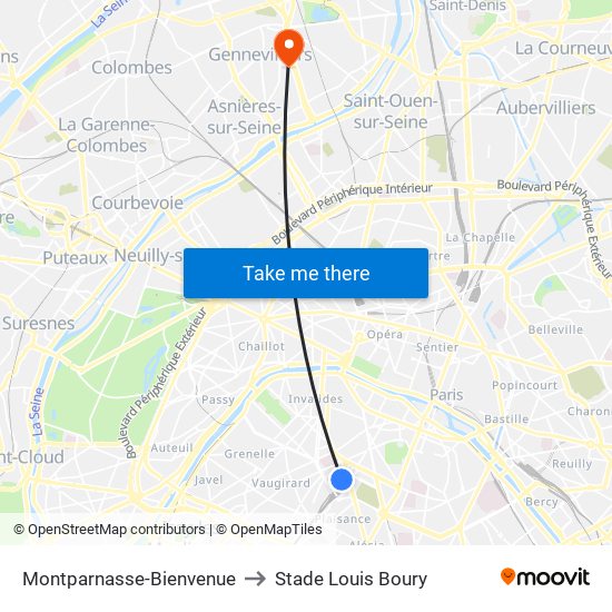 Montparnasse-Bienvenue to Stade Louis Boury map