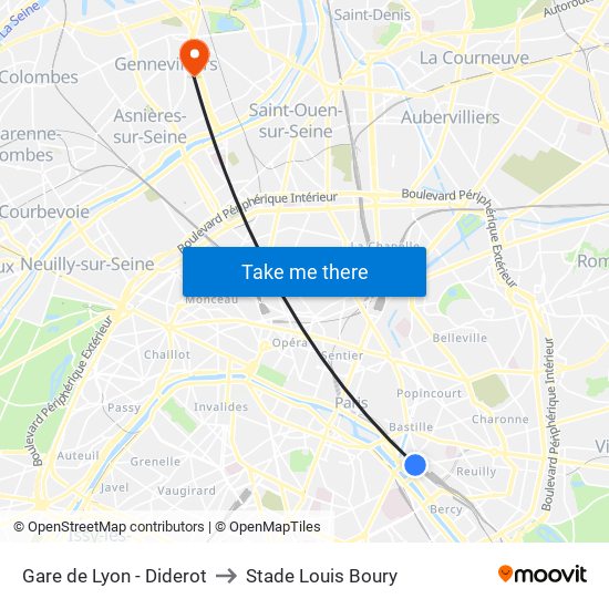 Gare de Lyon - Diderot to Stade Louis Boury map