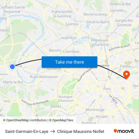 Saint-Germain-En-Laye to Clinique Maussins-Nollet map