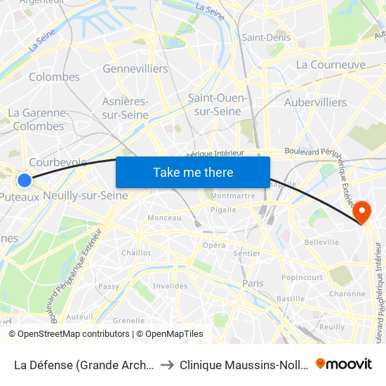 La Défense (Grande Arche) to Clinique Maussins-Nollet map