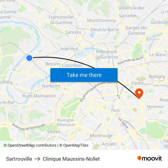 Sartrouville to Clinique Maussins-Nollet map