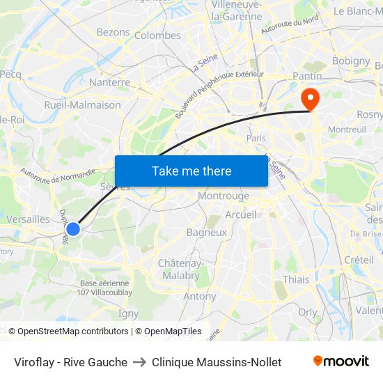 Viroflay - Rive Gauche to Clinique Maussins-Nollet map