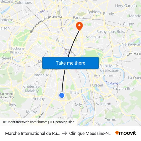 Marché International de Rungis to Clinique Maussins-Nollet map