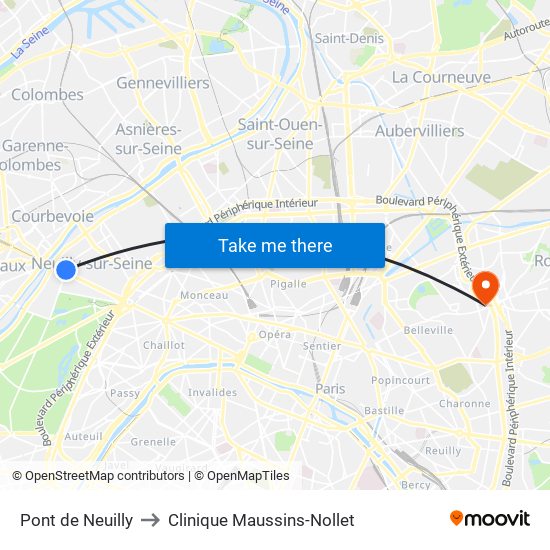 Pont de Neuilly to Clinique Maussins-Nollet map