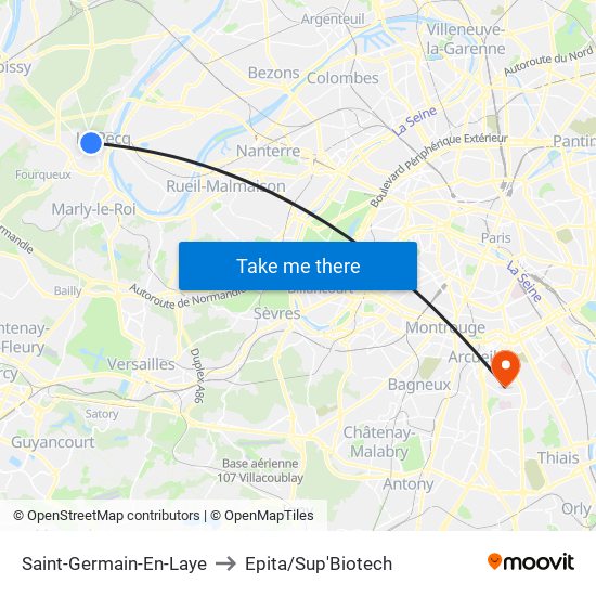 Saint-Germain-En-Laye to Epita/Sup'Biotech map