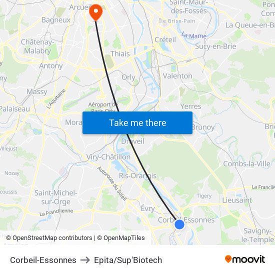 Corbeil-Essonnes to Epita/Sup'Biotech map