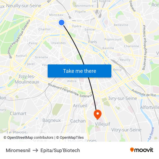 Miromesnil to Epita/Sup'Biotech map