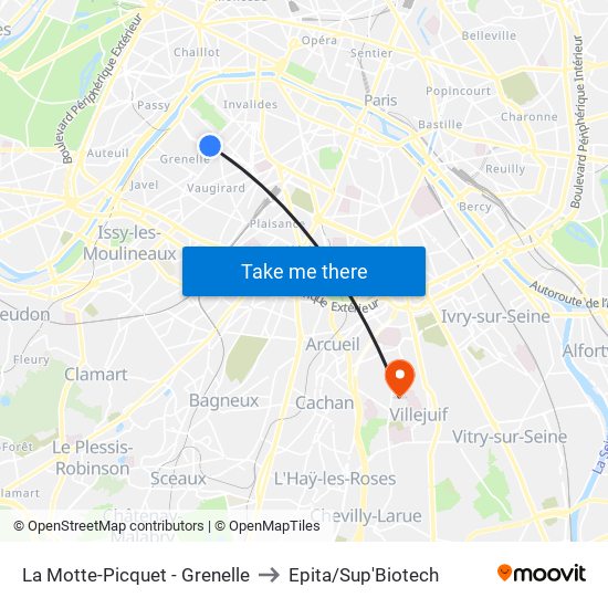 La Motte-Picquet - Grenelle to Epita/Sup'Biotech map
