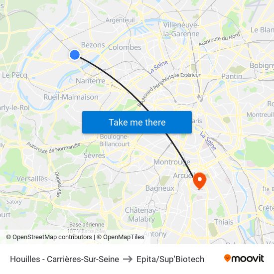 Houilles - Carrières-Sur-Seine to Epita/Sup'Biotech map