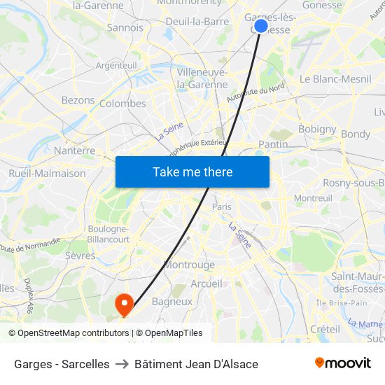 Garges - Sarcelles to Bâtiment Jean D'Alsace map