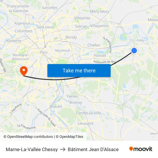 Marne-La-Vallée Chessy to Bâtiment Jean D'Alsace map