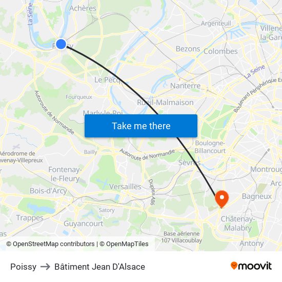 Poissy to Bâtiment Jean D'Alsace map