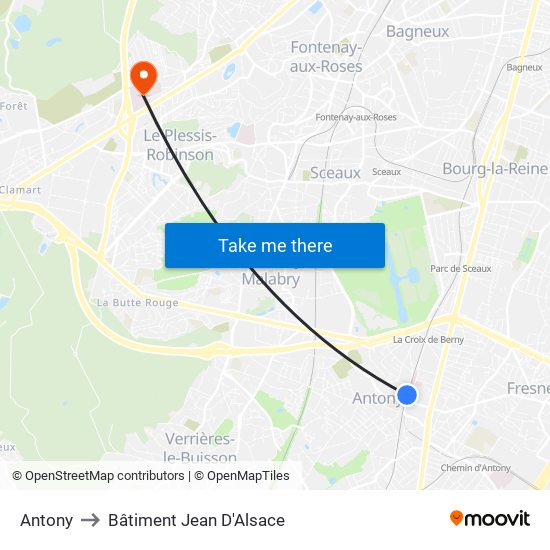 Antony to Bâtiment Jean D'Alsace map