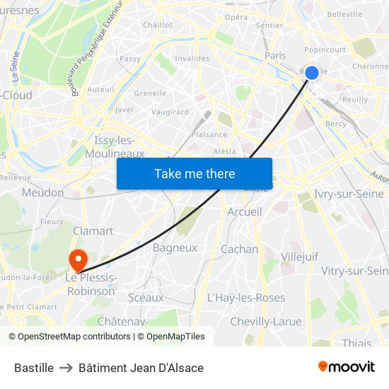 Bastille to Bâtiment Jean D'Alsace map