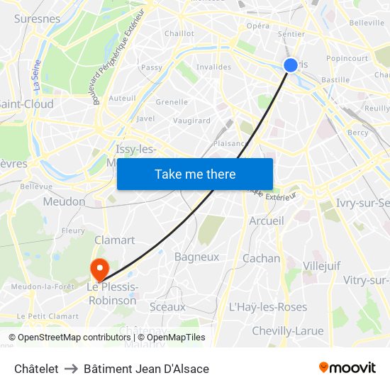 Châtelet to Bâtiment Jean D'Alsace map