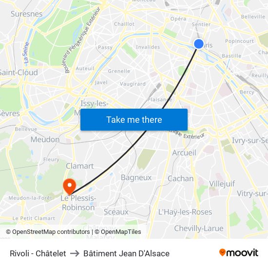 Rivoli - Châtelet to Bâtiment Jean D'Alsace map