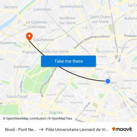 Rivoli - Pont Neuf to Pôle Universitaire Léonard de Vinci map
