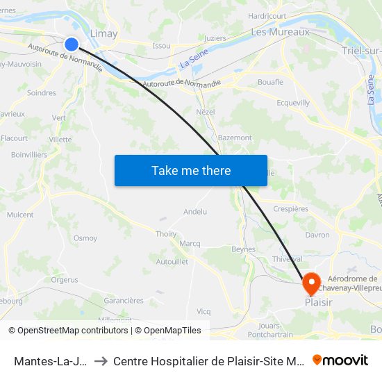 Mantes-La-Jolie to Centre Hospitalier de Plaisir-Site Mansart map