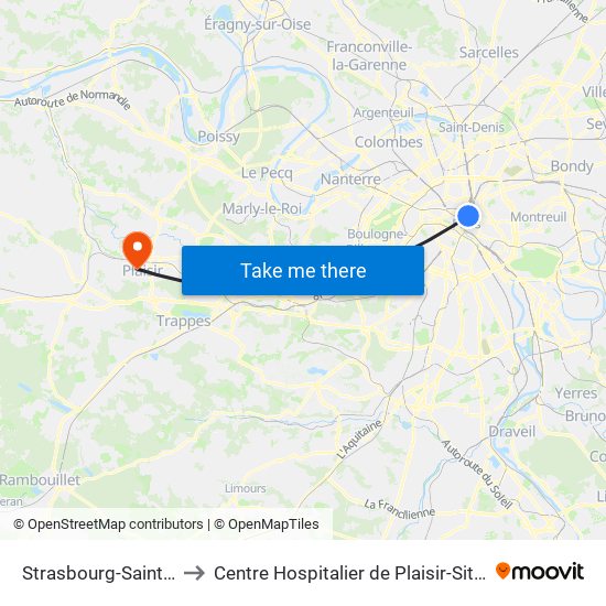 Strasbourg-Saint-Denis to Centre Hospitalier de Plaisir-Site Mansart map