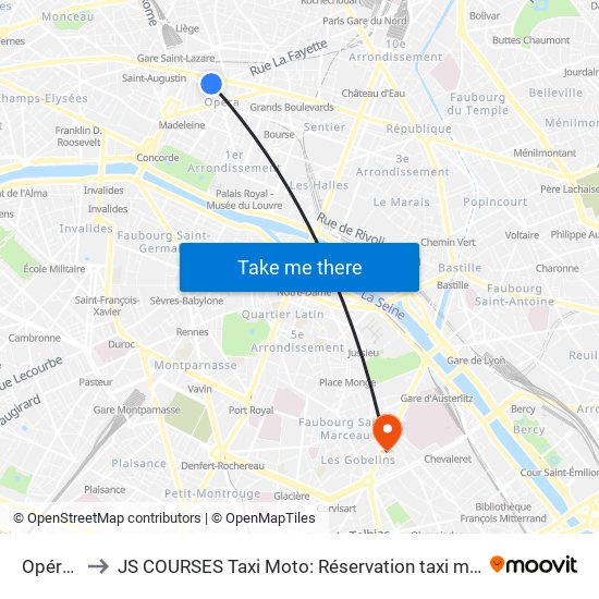 Opéra - Scribe to JS COURSES Taxi Moto: Réservation taxi moto Paris Aéroport Orly Roissy Motorcycle Taxi map