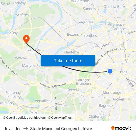 Invalides to Stade Municipal Georges Lefèvre map