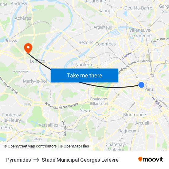 Pyramides to Stade Municipal Georges Lefèvre map