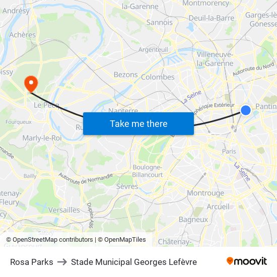 Rosa Parks to Stade Municipal Georges Lefèvre map