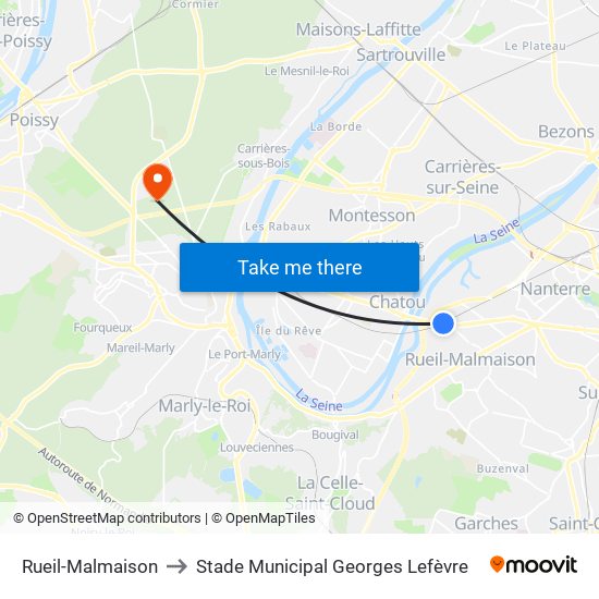 Rueil-Malmaison to Stade Municipal Georges Lefèvre map