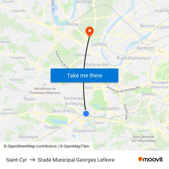 Saint-Cyr to Stade Municipal Georges Lefèvre map