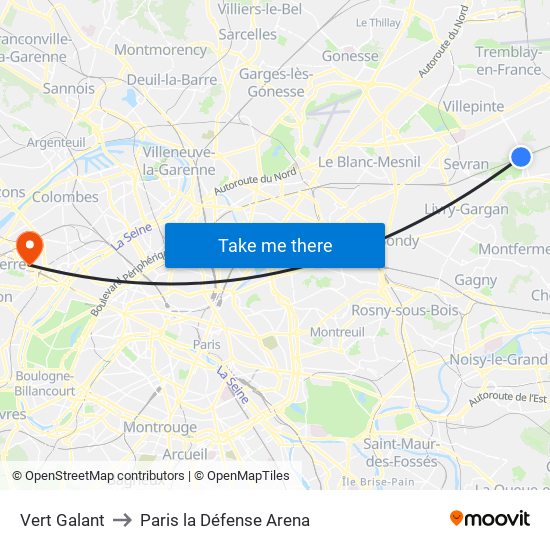 Vert Galant to Paris la Défense Arena map
