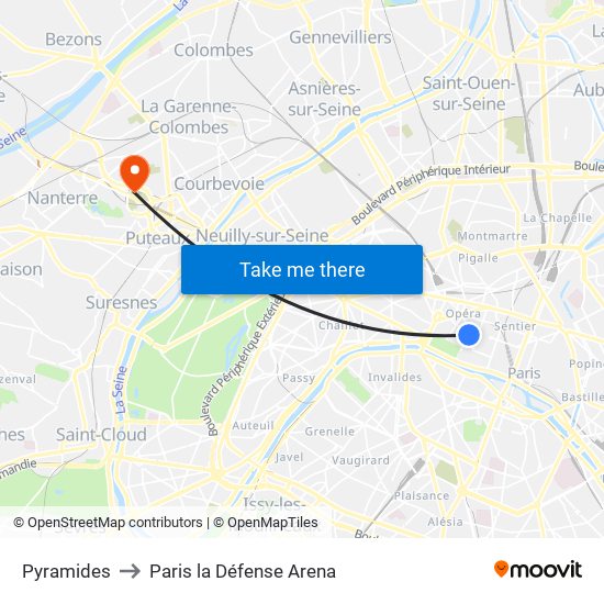 Pyramides to Paris la Défense Arena map
