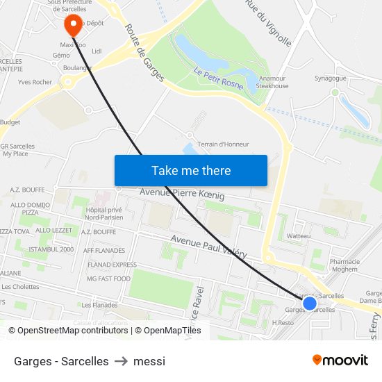 Garges - Sarcelles to messi map